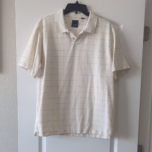 Arrow Cream and Tan Grid Polo Shirt Mens